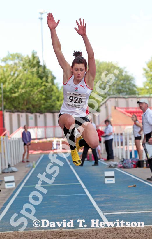 Emma Pringle (Gateshead) winner of the triple jump with a championship record at the North Eastern Champs, Gateshead.
